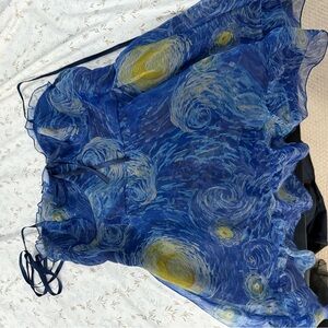 Elegant Blue and Yellow Starry Night Dress